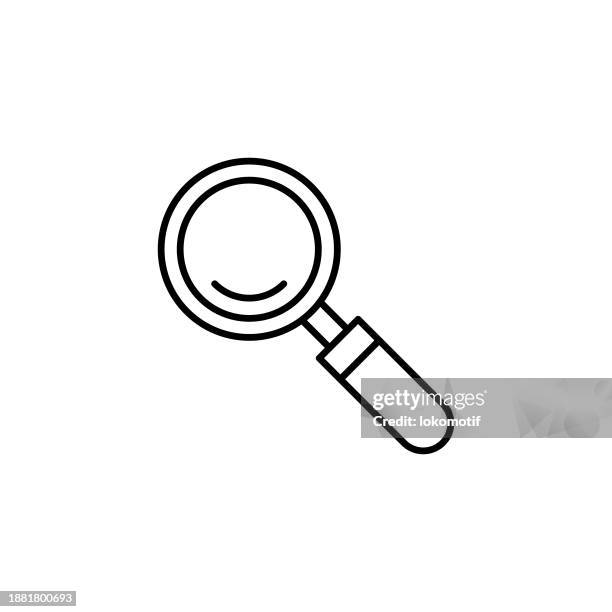 ilustraciones, imágenes clip art, dibujos animados e iconos de stock de icono de línea de lupa con trazo editable. el icono es adecuado para el diseño web, las aplicaciones móviles, la interfaz de usuario, la experiencia de usuario y el diseño de la interfaz gráfica de usuario. - lupa instrumento óptico