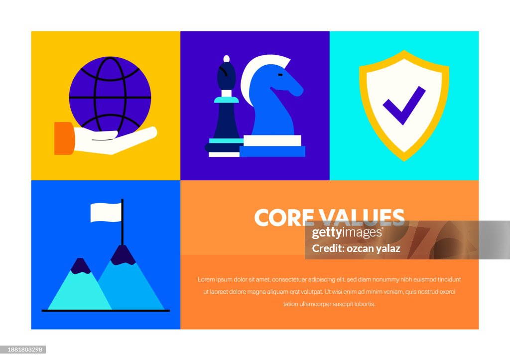Core Values Related Vector Banner Design Concept Global Multisphere ...