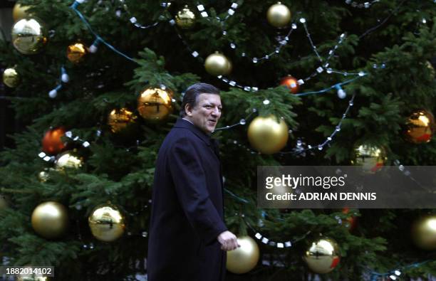 European Commission President Jose Manuel Barroso arrives at 10 Downing Street in London for a meeting with British Prime Minister Gordon Brown and...