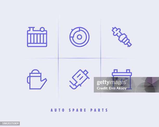 auto spare parts icons - car radio stock illustrations