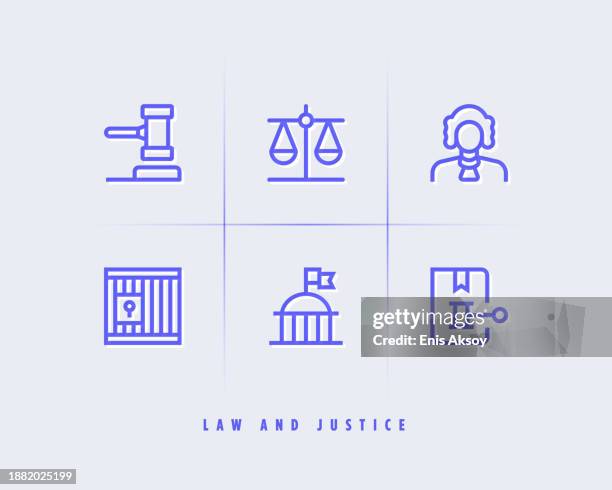 law and justice icons - handcuffs vector stock illustrations