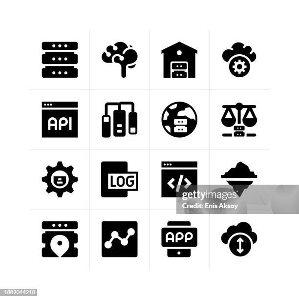data analytics icons - integrated systems icon stock illustrations