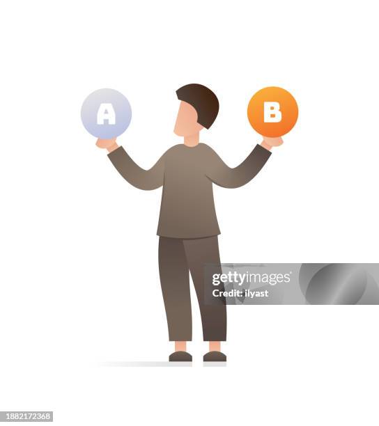 gradient vector character a/b testing - usability testing stock illustrations