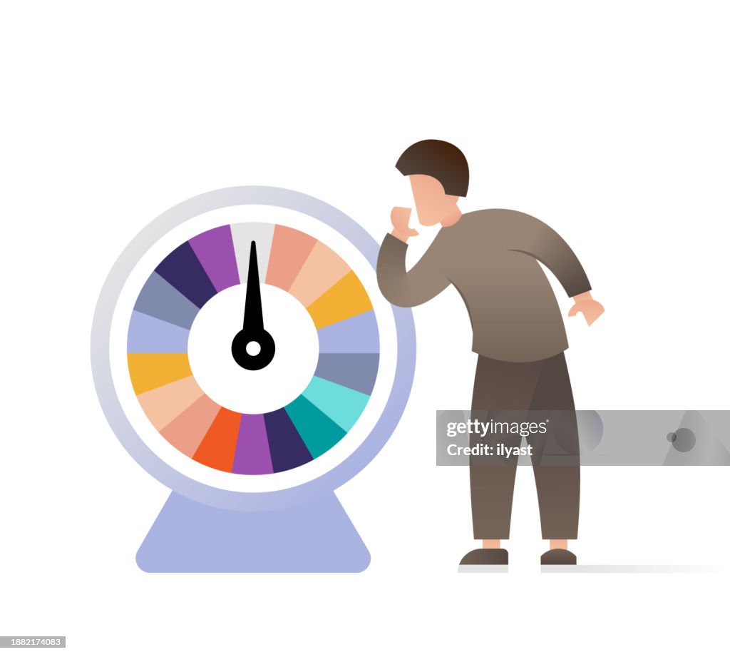 Gradient Vector Character Rolling Wheel of Fortune