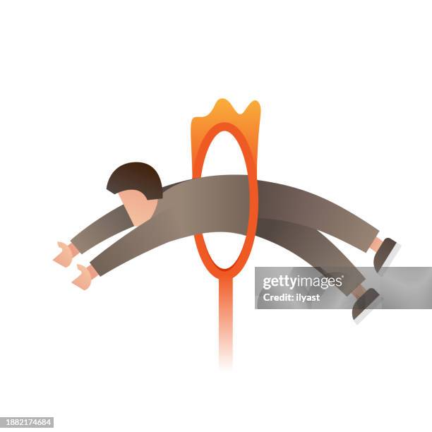 gradient vektor charakter-stunt-sprung - feuerring stock-grafiken, -clipart, -cartoons und -symbole