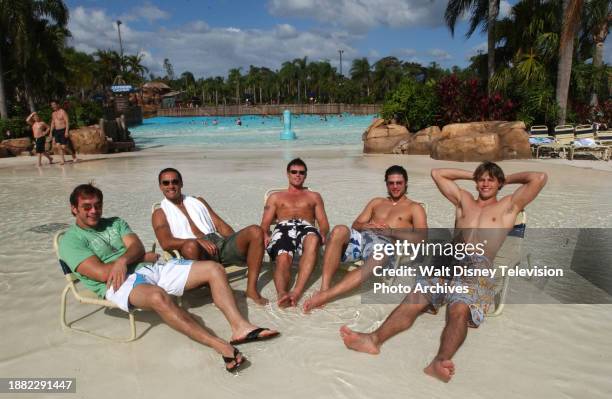 Lake Buena Vista, FL Tyler Christopher, Kamar De Los Reyes, Jacob Young, Greg Vaughan, Justin Bruening on location at Typhoon Lagoon, at Walt Disney...