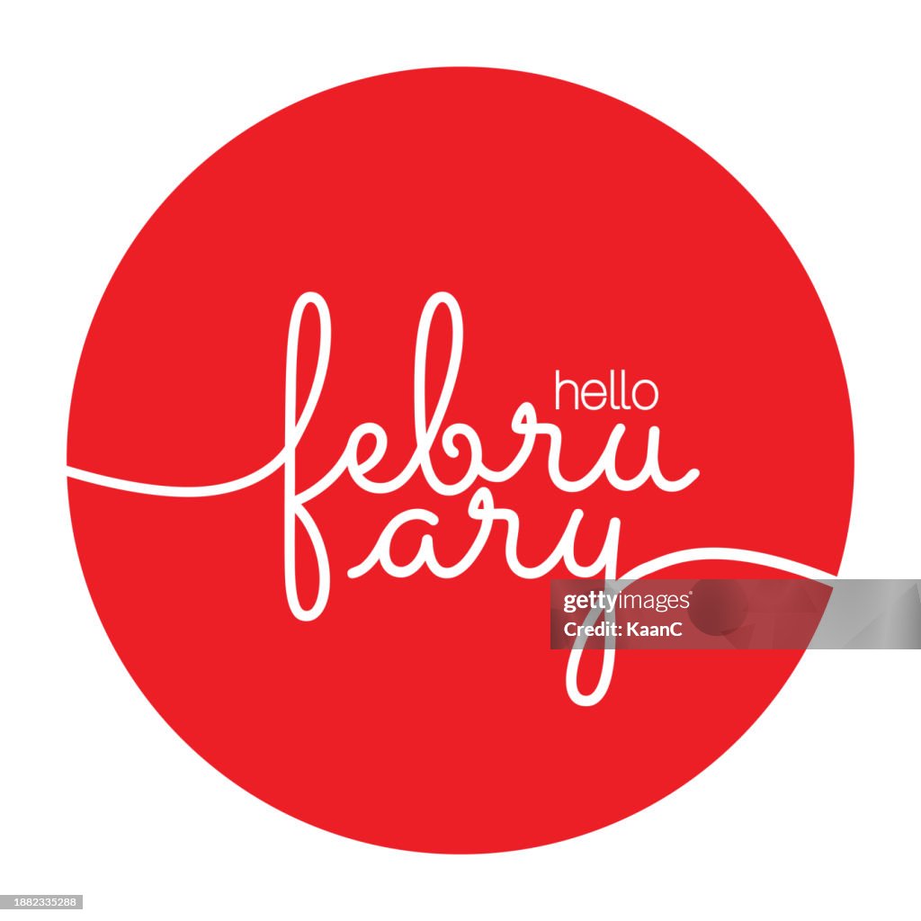 Hello February Lettering Hello February Lettering Vector Stock Illustration February Handwriting ...