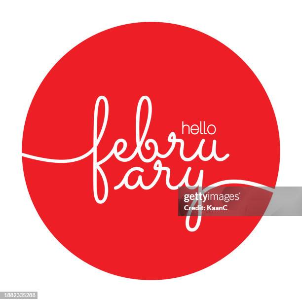 February Simple Lettering Hello February Lettering Vector Stock Illustration February Handwriting ...