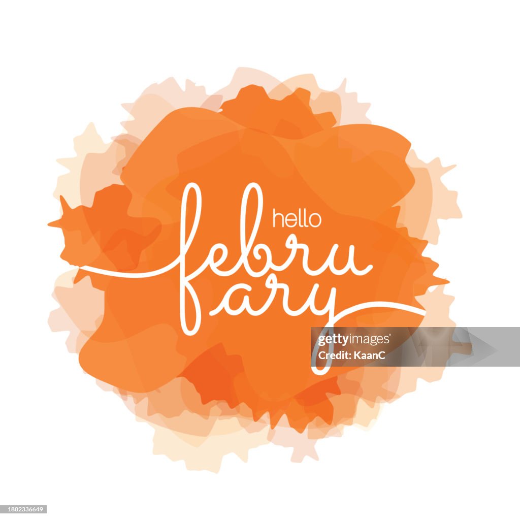 February Lettering Colorful Hello February Lettering Vector Stock Illustration February Handwriting ...