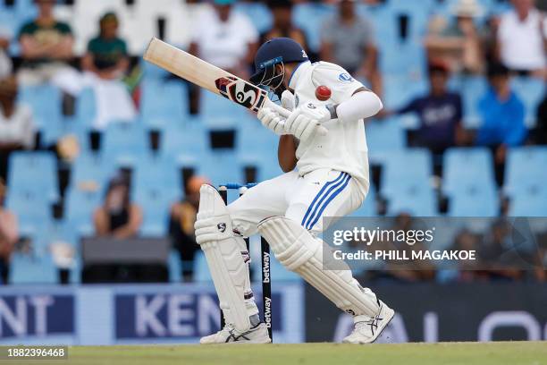 India's Mohammed Siraj attempts to take evasive action on a ball leading to his dismissal deliverd by South Africa's Nandre Burger during the third...