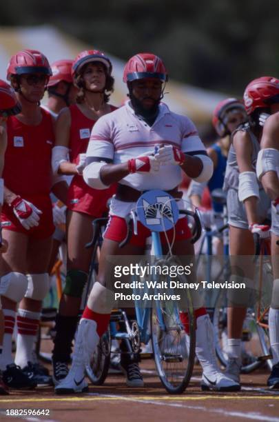 Chad Everett, Melinda Culea, Mr T appearing on the ABC tv special 'Battle of the Network Stars XIV', at Pepperdine University.