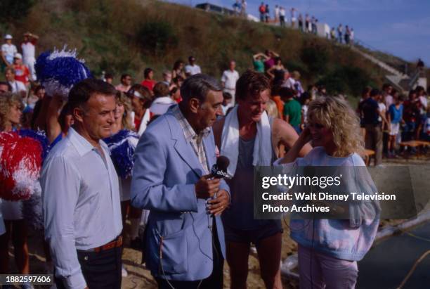 Robert Conrad, Howard Cosell, William R Moses, Donna Mills appearing on the ABC tv special 'Battle of the Network Stars XIV', at Pepperdine...