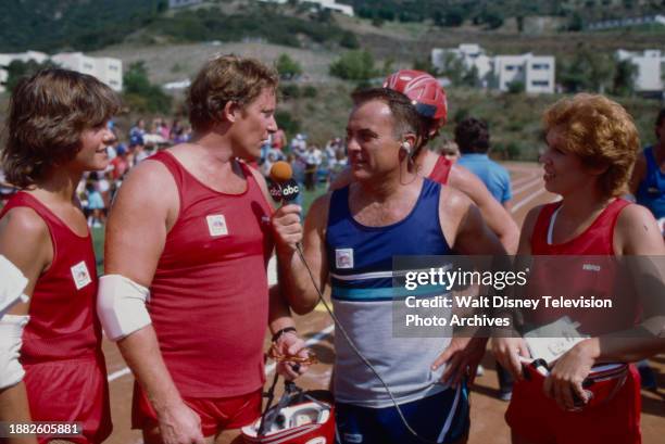 Melinda Culea, Donny Most, Robert Conrad, Vicki Lawrence appearing on the ABC tv special 'Battle of the Network Stars XIV', at Pepperdine University.