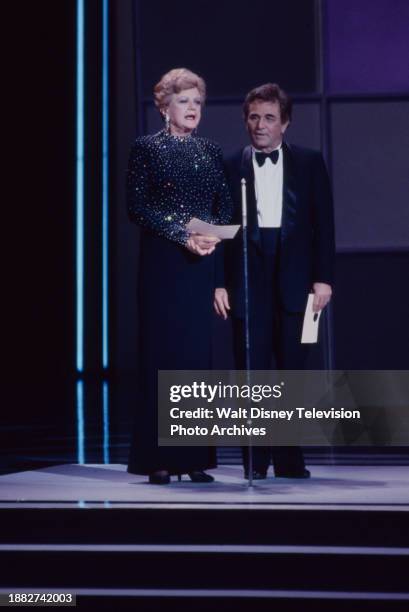 Angela Lansbury, Peter Falk presenting on the 1990 Emmy Awards / 42th Annual Emmy Awards, at the Pasadena Civic Auditorium.