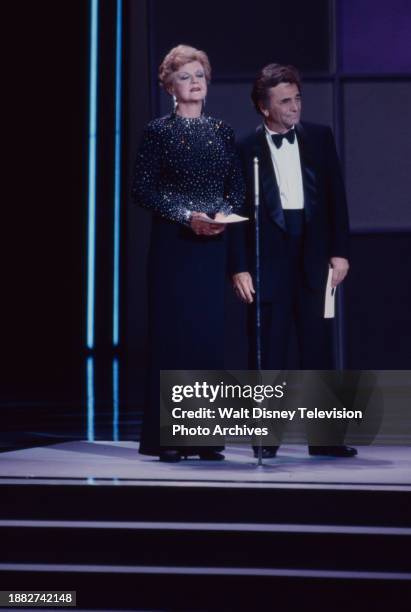 Angela Lansbury, Peter Falk presenting on the 1990 Emmy Awards / 42th Annual Emmy Awards, at the Pasadena Civic Auditorium.