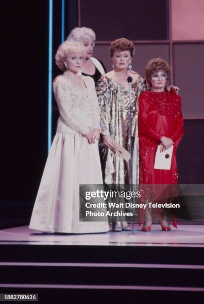 Betty White, Bea Arthur, Rue McClanahan, Estelle Getty, the Golden Girls presenting on the 1990 Emmy Awards / 42th Annual Emmy Awards, at the...