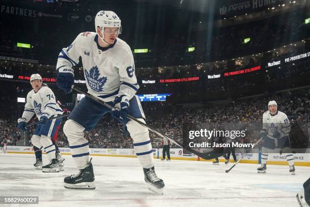 David Kampf of the Toronto Maple Leafs skates during the second period against the Columbus Blue Jackets at Nationwide Arena on December 23, 2023 in...