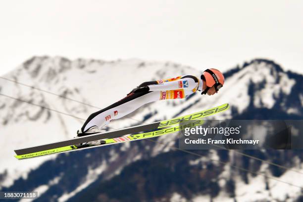 Stefan Kraft of Austria competes during the FIS World Cup Ski Jumping Four Hills Tournament Men Oberstdorf Individual HS137 on December 28, 2023 in...
