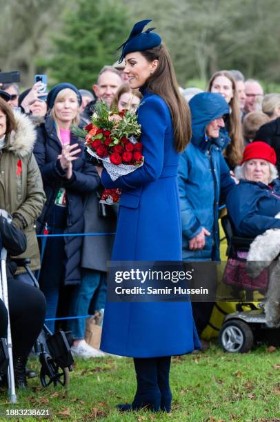 Catherine, Princess of Wales attends the Christmas Morning Service at Sandringham Church on December 25, 2023 in Sandringham, Norfolk.