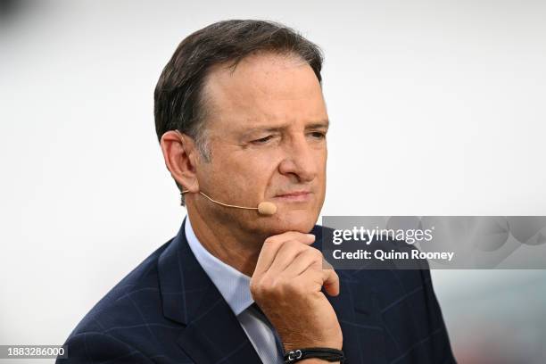 Mark Waugh looks on prior to day one of the Second Test Match between Australia and Pakistan at Melbourne Cricket Ground on December 26, 2023 in...