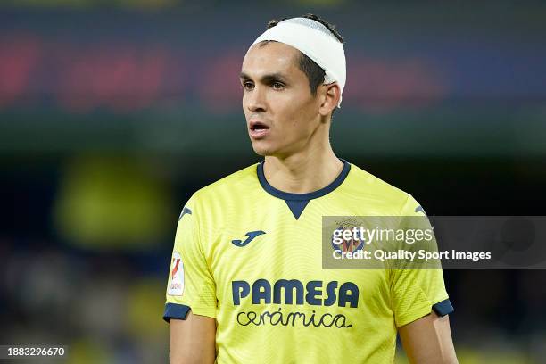 Aissa Mandi of Villarreal CF looks on during the LaLiga EA Sports match between Villarreal CF and Celta Vigo at Estadio de la Ceramica on December...