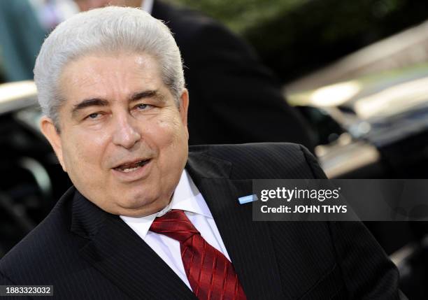 Cypriot President Demetris Christofias arrives for the second day of an EU summit at the European Council headquarters on June 19, 2009 in...