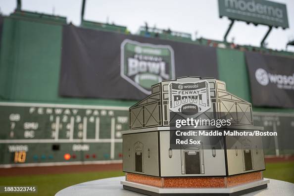 Fenway Raffle A general view of the 2023 Wasabi Fenway Bowl trophy during the game ...