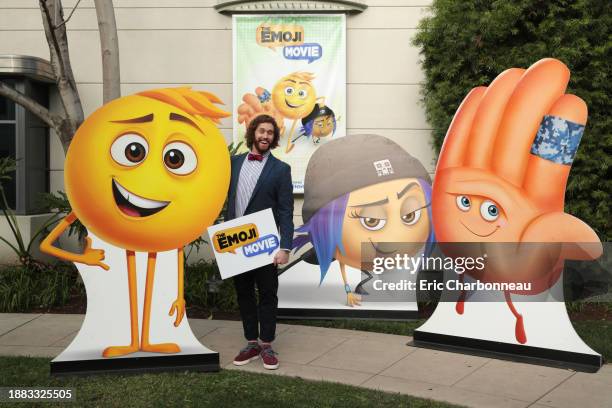 Miller seen at the "The Emoji Movie" photo call at Sony Pictures Animation slate presentation on Wednesday, Jan. 18 in Culver City, Calif.