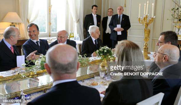 Belgium's King Albert II meets with Italian Foreign Minister Franco Frattini, King Albert II Chief of Cabinet Jacques van Ypersele de Strihou,...