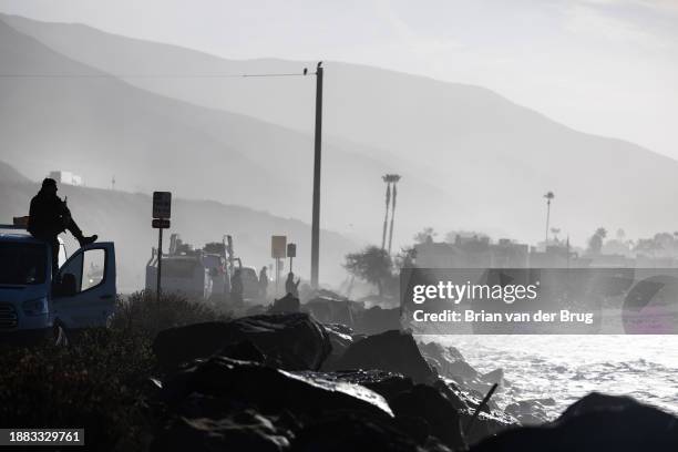 Ventura, CA Wave watcher check out the surf at Solimar Beach on Thursday, Dec. 28, 2023 in Ventura, CA.