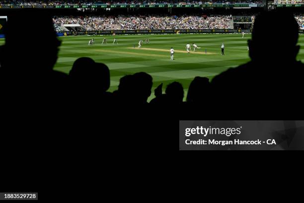 General view of crowds watching play during day one of the Second Test Match between Australia and Pakistan at Melbourne Cricket Ground on December...