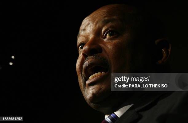 Former Minister of Defence Terror Lekota addresses a crowded room at the South African National convention on November 1,2008 held in Sandton...