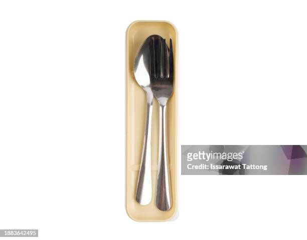 cutlery set isolated on white background. - realistic illustration stock pictures, royalty-free photos & images