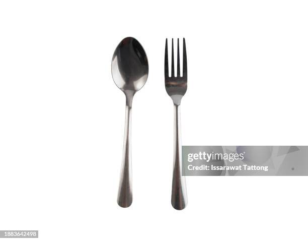 cutlery set isolated on white background. - realistic illustration stock pictures, royalty-free photos & images