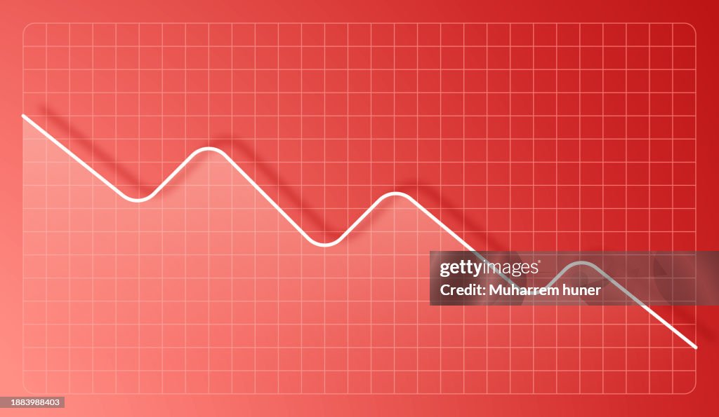 Downward Chart With Red Gradient Background In Grid Stock Market And ...
