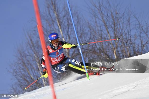 Mikaela Shiffrin of United States of America of the Women's Slalom during the first run Audi FIS Alpine Ski World Cup on December 29, 2023 in Lienz,...