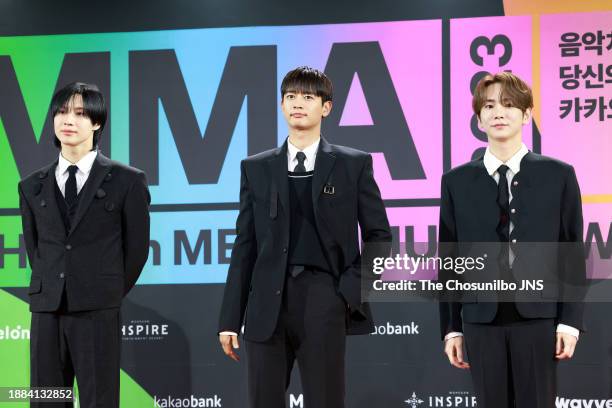 Taemin, Minho and Key of SHINee attends the '2023 Melon Music Awards' red carpet event at Inspire Arena in Jung-gu on December 02, 2023 in Incheon,...