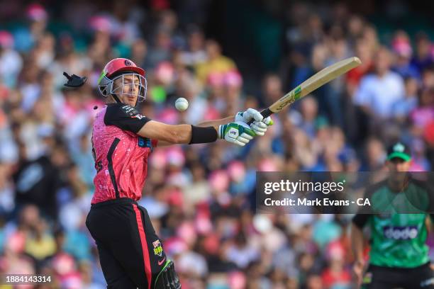 Daniel Hughes of the Sixers bats during the BBL match between Sydney Sixers and Melbourne Stars at Sydney Cricket Ground, on December 26 in Sydney,...