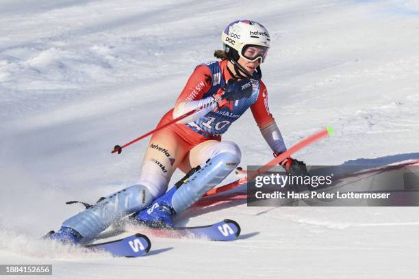 Michelle Gisin of Switzerland of the Women's Slalom during the first run Audi FIS Alpine Ski World Cup on December 29, 2023 in Lienz, Austria.