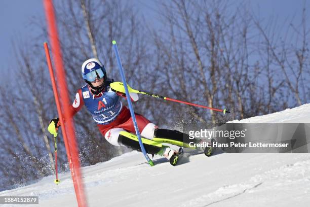 Katharina Truppe of Austria of the Women's Slalom during the first run Audi FIS Alpine Ski World Cup on December 29, 2023 in Lienz, Austria.
