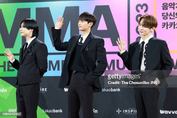 Taemin, Minho and Key of SHINee attends the '2023 Melon Music Awards' red carpet event at Inspire Arena in Jung-gu on December 02, 2023 in Incheon,...