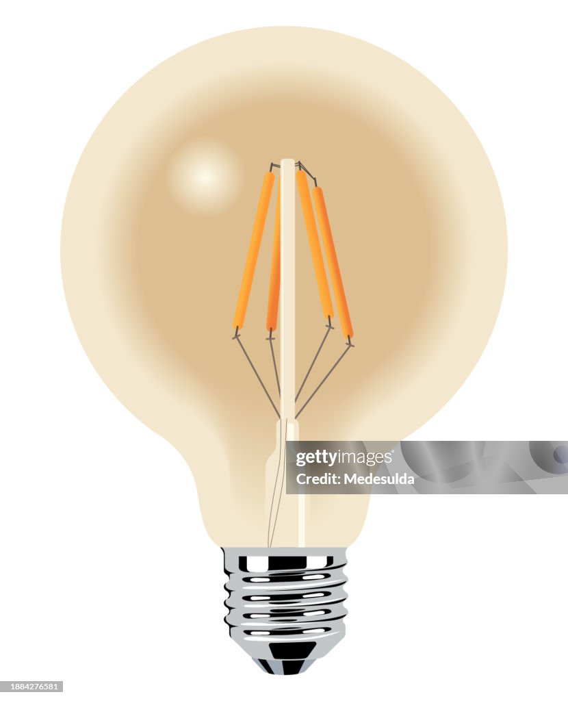 リアルな電球のイラスト。