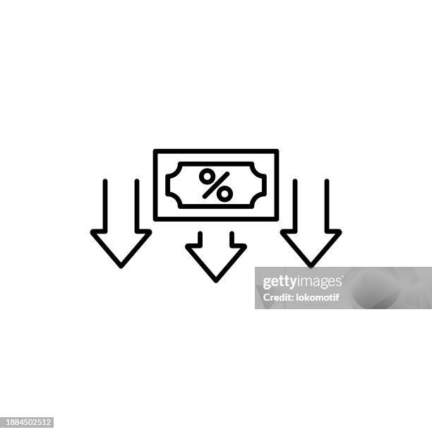 interest rate line icon with editable stroke. the icon is suitable for web design, mobile apps, ui, ux, and gui design. - lowering stock illustrations
