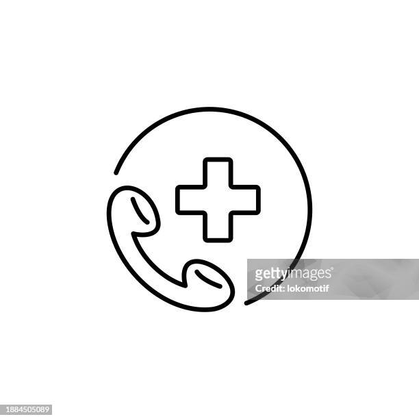 medical assistance line icon with editable stroke. the icon is suitable for web design, mobile apps, ui, ux, and gui design. - red cross hospital stock illustrations