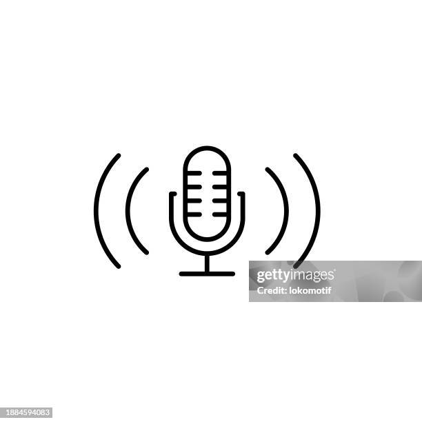 ilustraciones, imágenes clip art, dibujos animados e iconos de stock de icono de línea de podcast con trazo editable. el icono es adecuado para diseño web, aplicaciones móviles, interfaz de usuario, ux y diseño de gui. - radio electrónica de audio