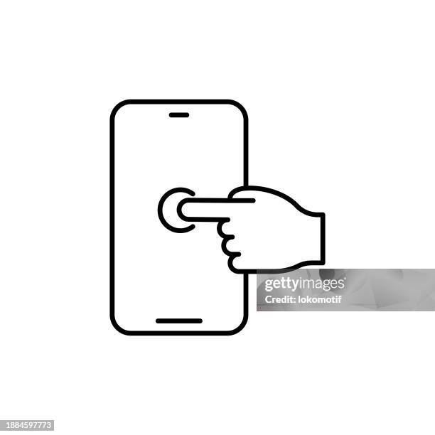 touch screen line icon with editable stroke. the icon is suitable for web design, mobile apps, ui, ux, and gui design. - pressing screen stock illustrations