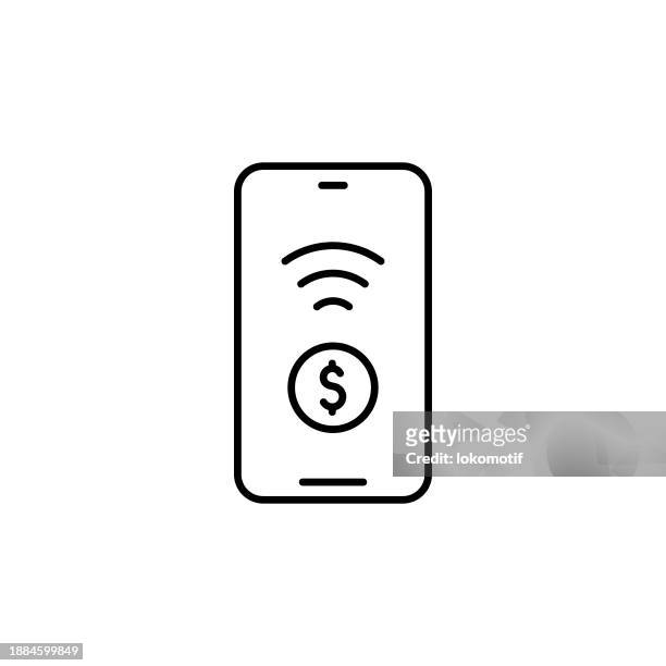 contactless pay line icon with editable stroke. the icon is suitable for web design, mobile apps, ui, ux, and gui design. - nfc icon stock illustrations