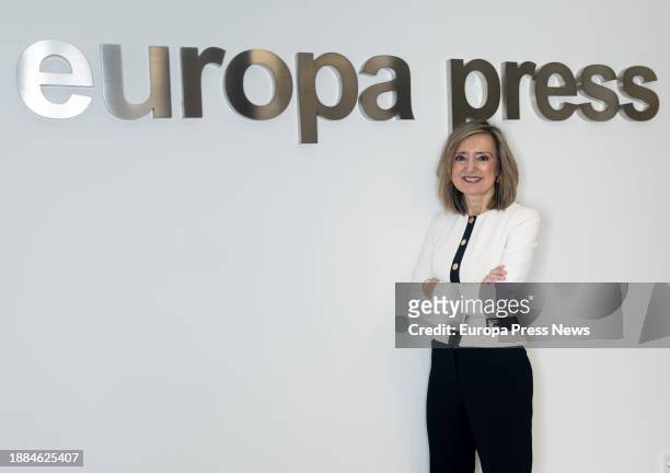 The mayor of Pamplona, Cristina Ibarrola, poses after an interview for Europa Press, on 26 December, 2023 in Madrid, Spain. Cristina Ibarrola Guillen...