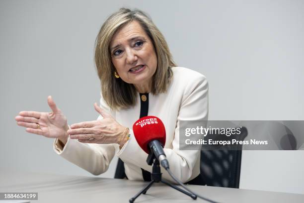 The mayor of Pamplona, Cristina Ibarrola, during an interview for Europa Press, on 26 December, 2023 in Madrid, Spain. Cristina Ibarrola Guillen is a...