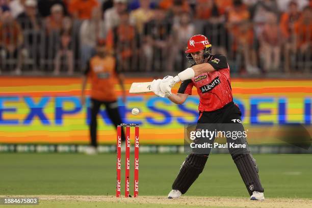 Joe Clarke of the Renegades bats during the BBL match between Perth Scorchers and Melbourne Renegades at Optus Stadium, on December 26 in Perth,...